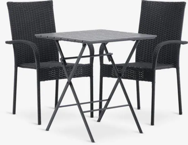 SANDVIKA Tavolo L65 cm + 2 GUDHJEM Sedie nero