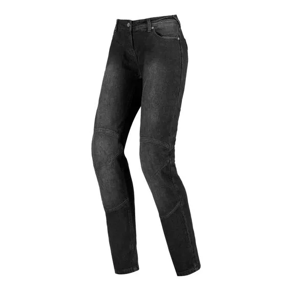 Pantaloni moto da donna Detroit Nero Slavato