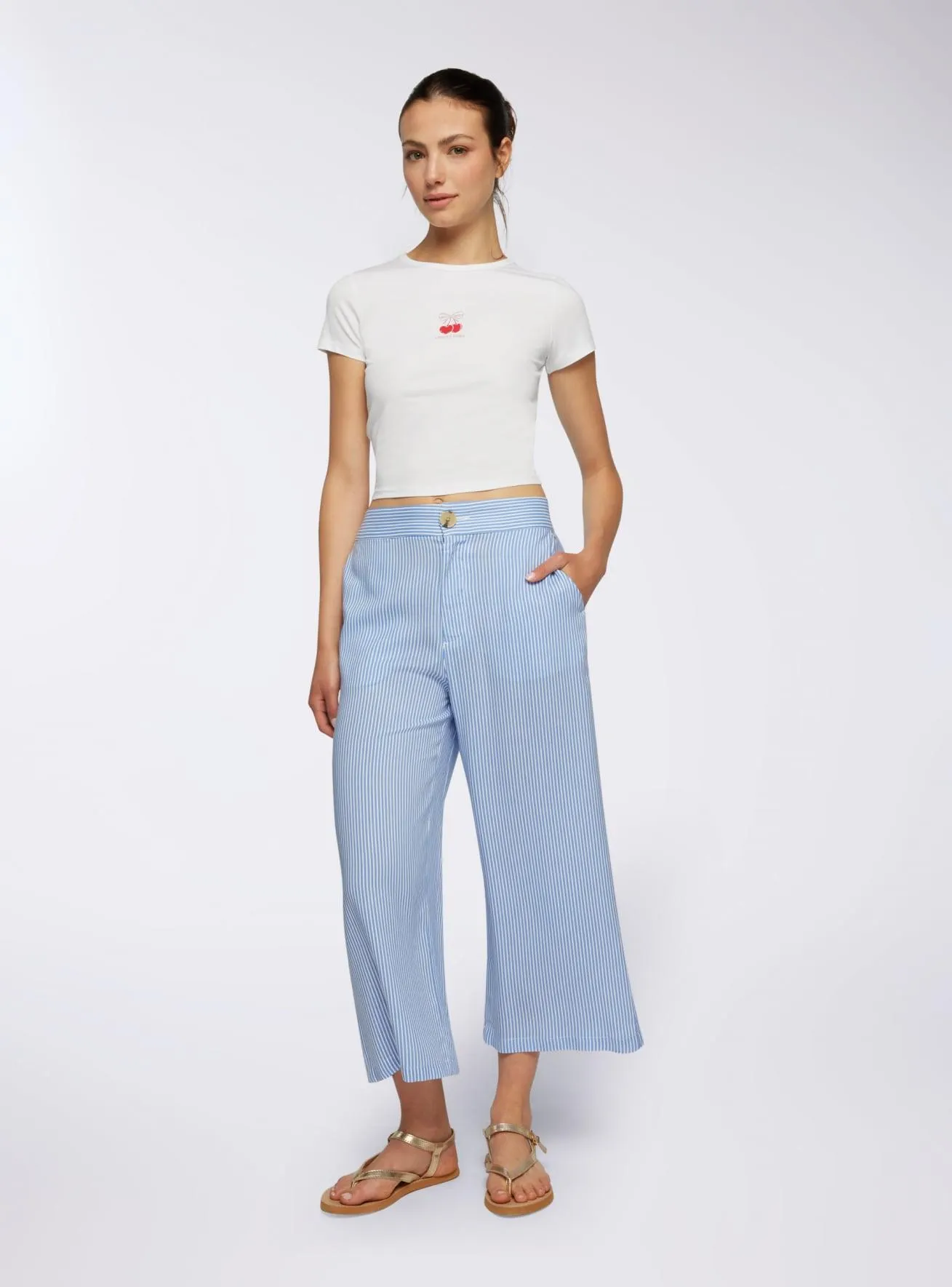 Pantaloni crop a righe Var blu scuro