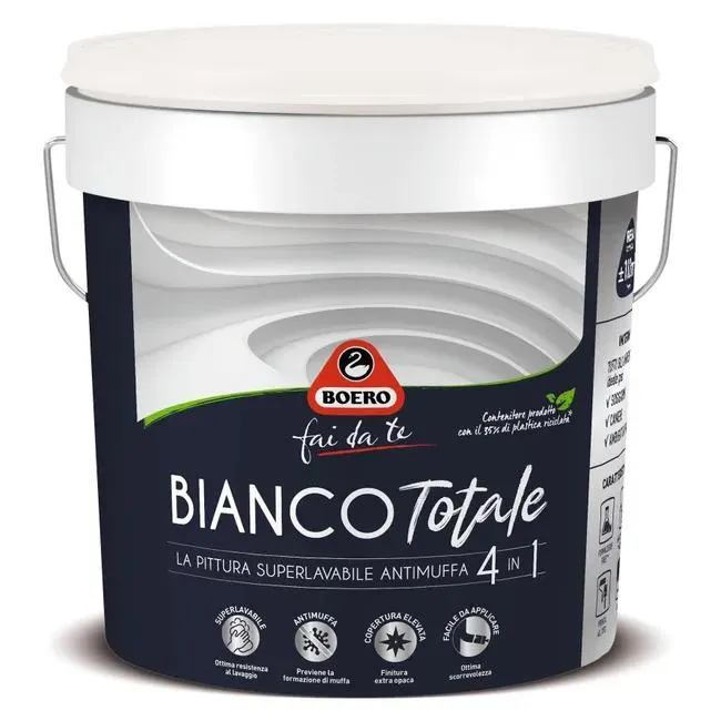 Pittura per interni antimuffa, BOERO FAI DA TE Biancototale bianco opaco, 14 L