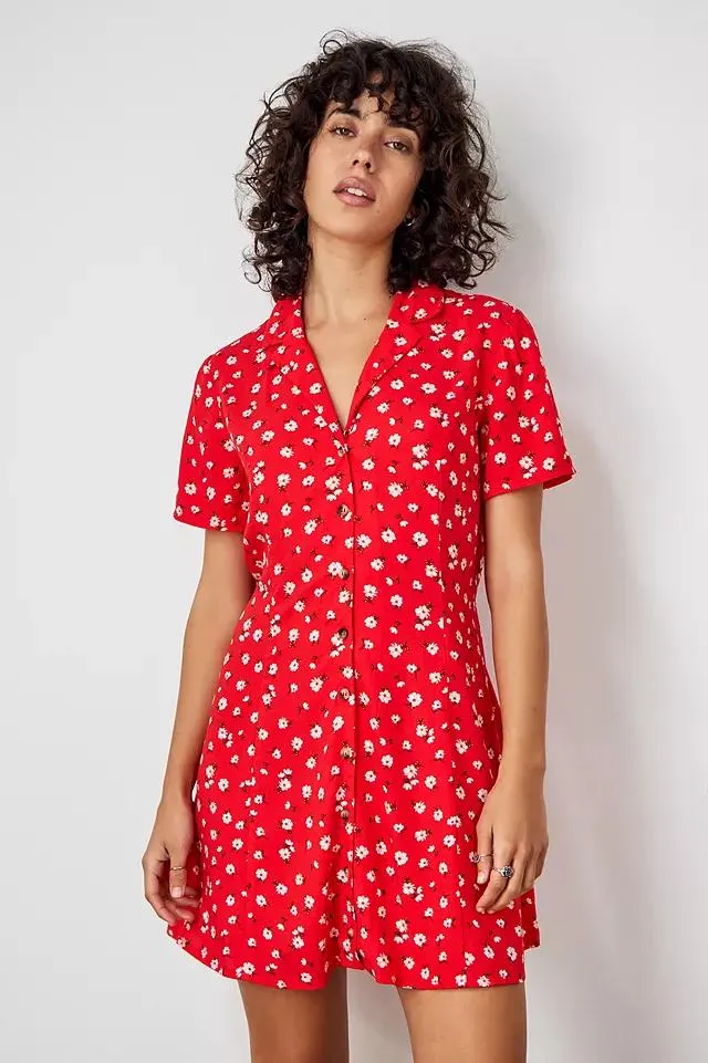 Archive at UO - Robe liquette à petites fleurs rouge