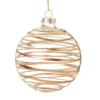 Pallina di Natale in vetro con striature dorate - Lotto di 6