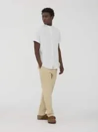 Camicia coreana in misto lino Bianco ottico