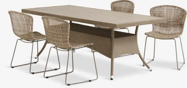 Tavolo STRIB L200 cm naturale + 4 Sedie HAJSTRUP naturale