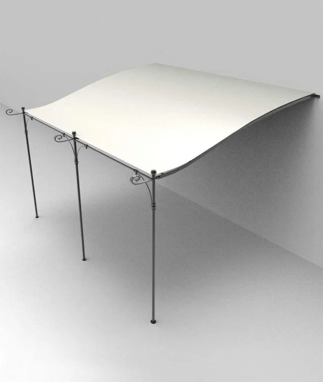 Telo impermeabile bianco pergola Solaire addossata curva