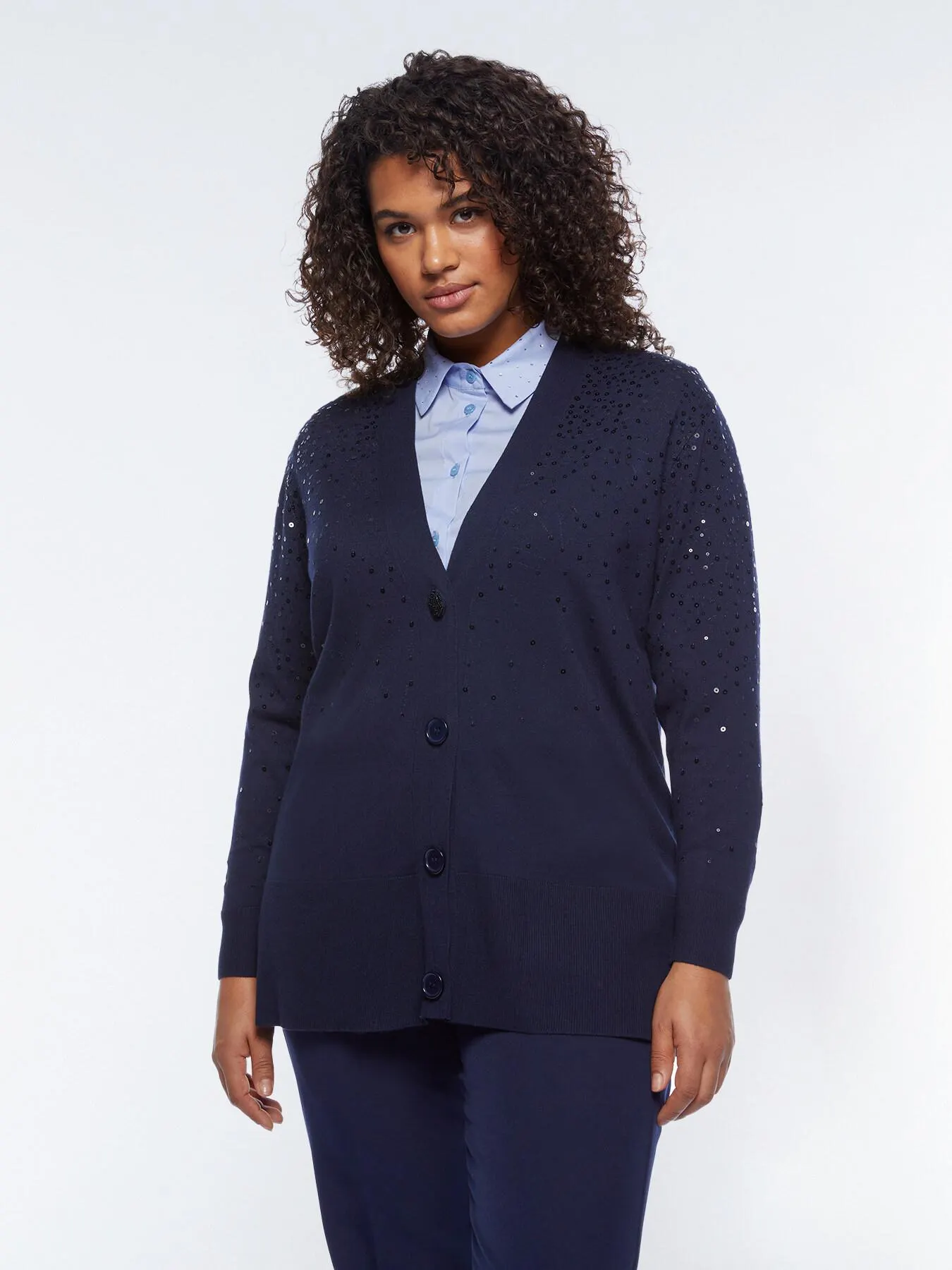 Cardigan lungo con paillettes