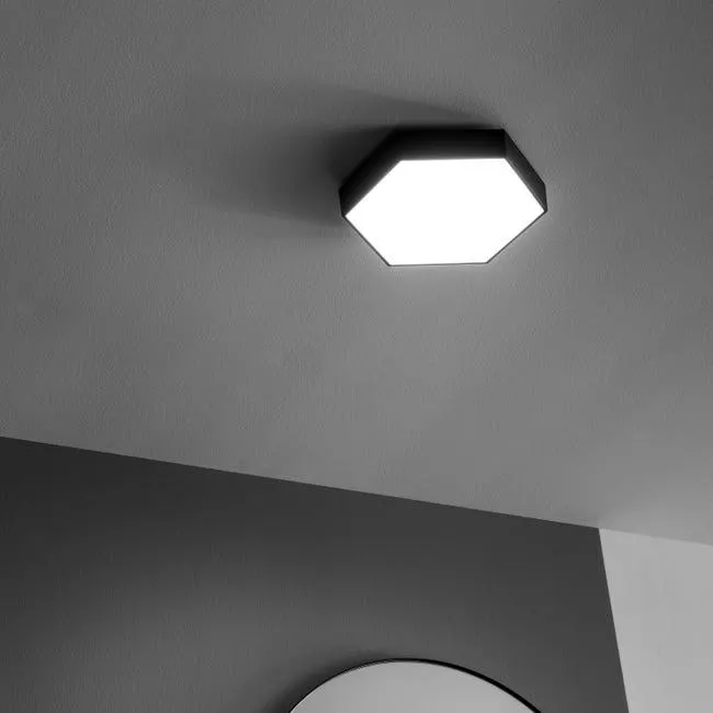 Plafoniera LED Gunza Ø 25 cm nero IP44 bianco naturale INSPIRE