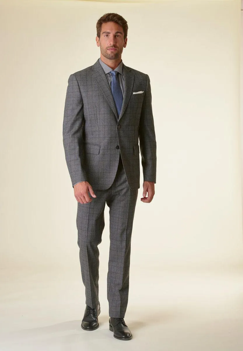 Abito antracite Galles blu lana custom fit