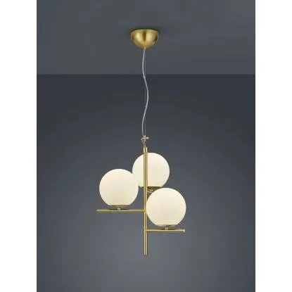 Lampadario a sospensione Pure 3 luci metallo color ottone opaco Ø 40x150 cm