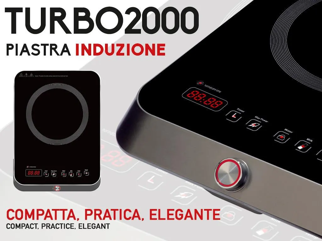 TURBO2000 PIASTRA INDUZIONE 2000W DA LIBERO POSIZIONAMENTO