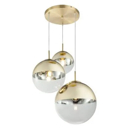 Lampadario a sospensione Globo Varus 3 luci metallo oro Ø 51 x H 120 cm