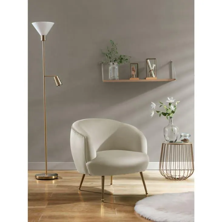 Poltrona écru e gambe in metallo nero