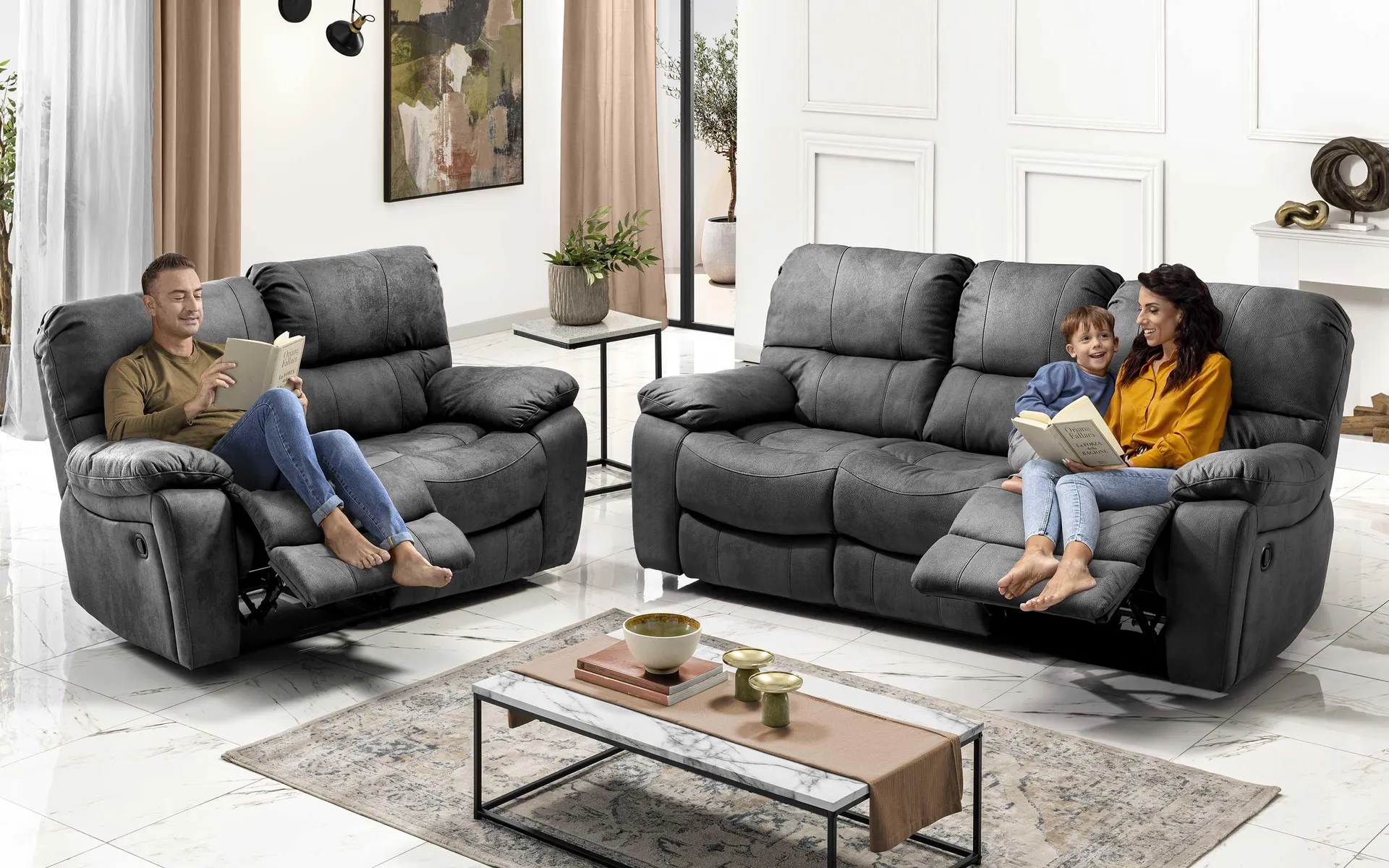 Divano 3 posti - 2 recliner elettrici