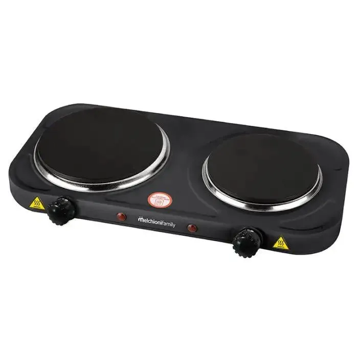 Melchioni cook 2 nero, acciaio inox superficie piana piastra sigillata 2 fornello(i)