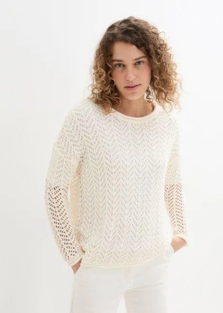 Maglione boxy cropped in filato a nastro