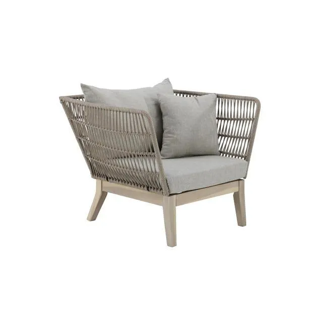 Poltrona da giardino con cuscino grigio e braccioli Soho Heritage da 2 posti, struttura in acacia seduta in poliestere marrone, L 80.5 x H 71.5 x P 86 cm, set da 2 pezzi