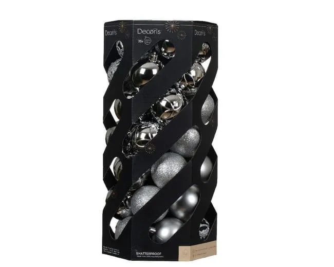 Sfera natalizia in polistirene argento Ø 6 cm confezione da 35 pezzi