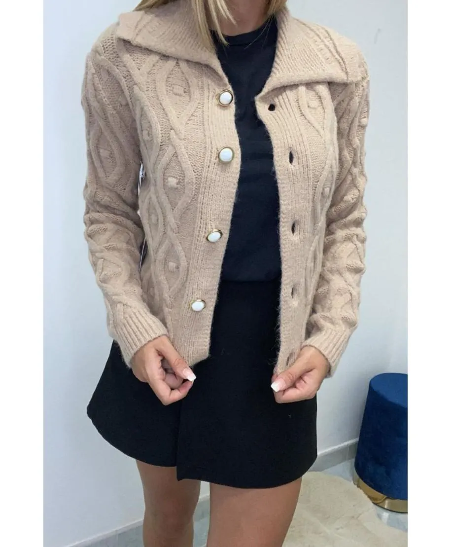 Cardigan bottoni perle