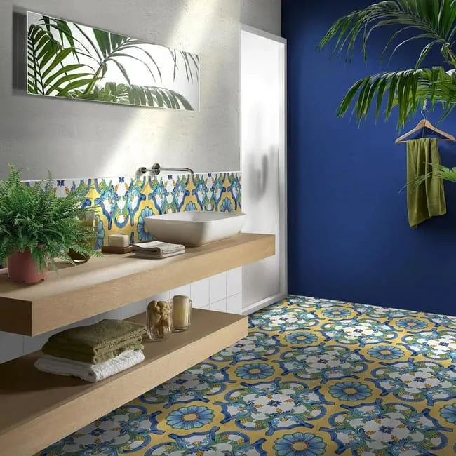 Piastrella da pavimento e rivestimento interno 25 x 25 cm Sp. 9 mm Maiolica Lipari in gres porcellanato lucido multicolore traffico intenso (pei 4/5) 1.25 mq