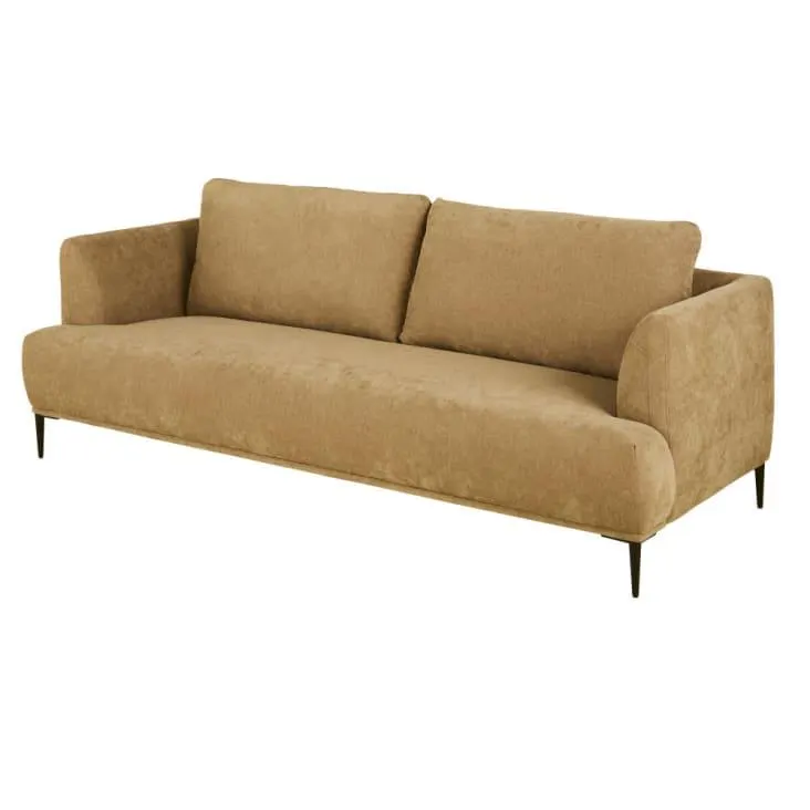Divano a 3 posti in velluto ocra