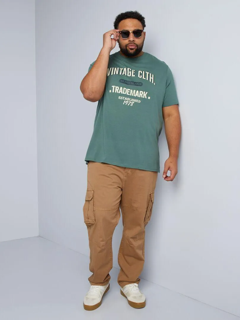 T-shirt in jersey con stampa davanti - VERDE