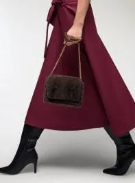 Borsa tracolla in similpelliccia Marrone scuro