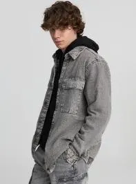 Camicia shacket in denim Grigio denim