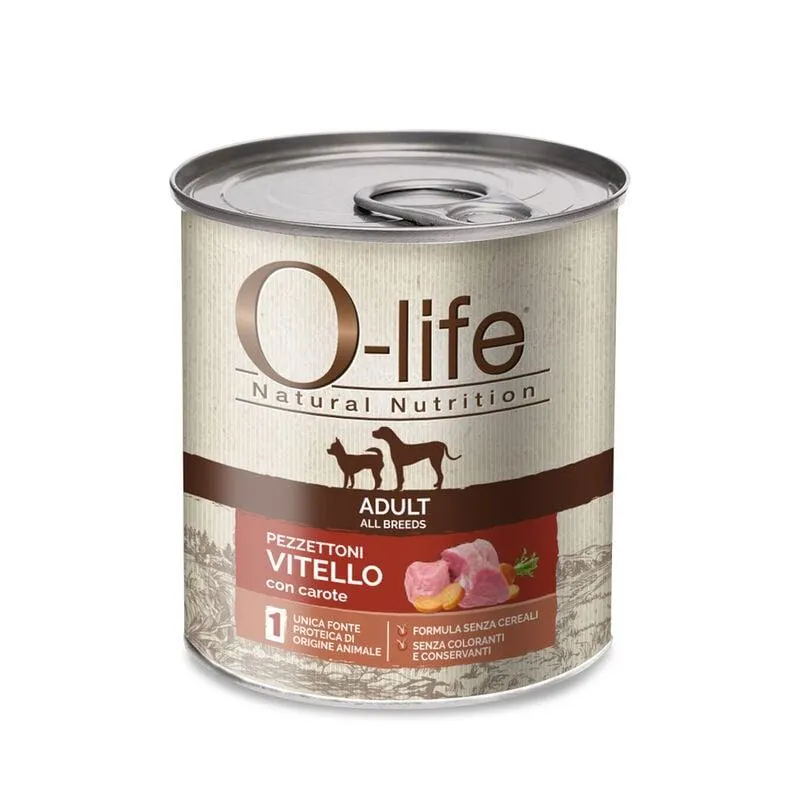 O-life Dog Adult All Breeds: Pezzettoni di Vitello con Carote 400 gr 000126731