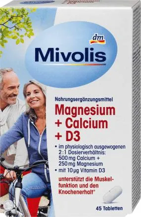 Magnesio, calcio e vitamina D3 in compresse, 94 g