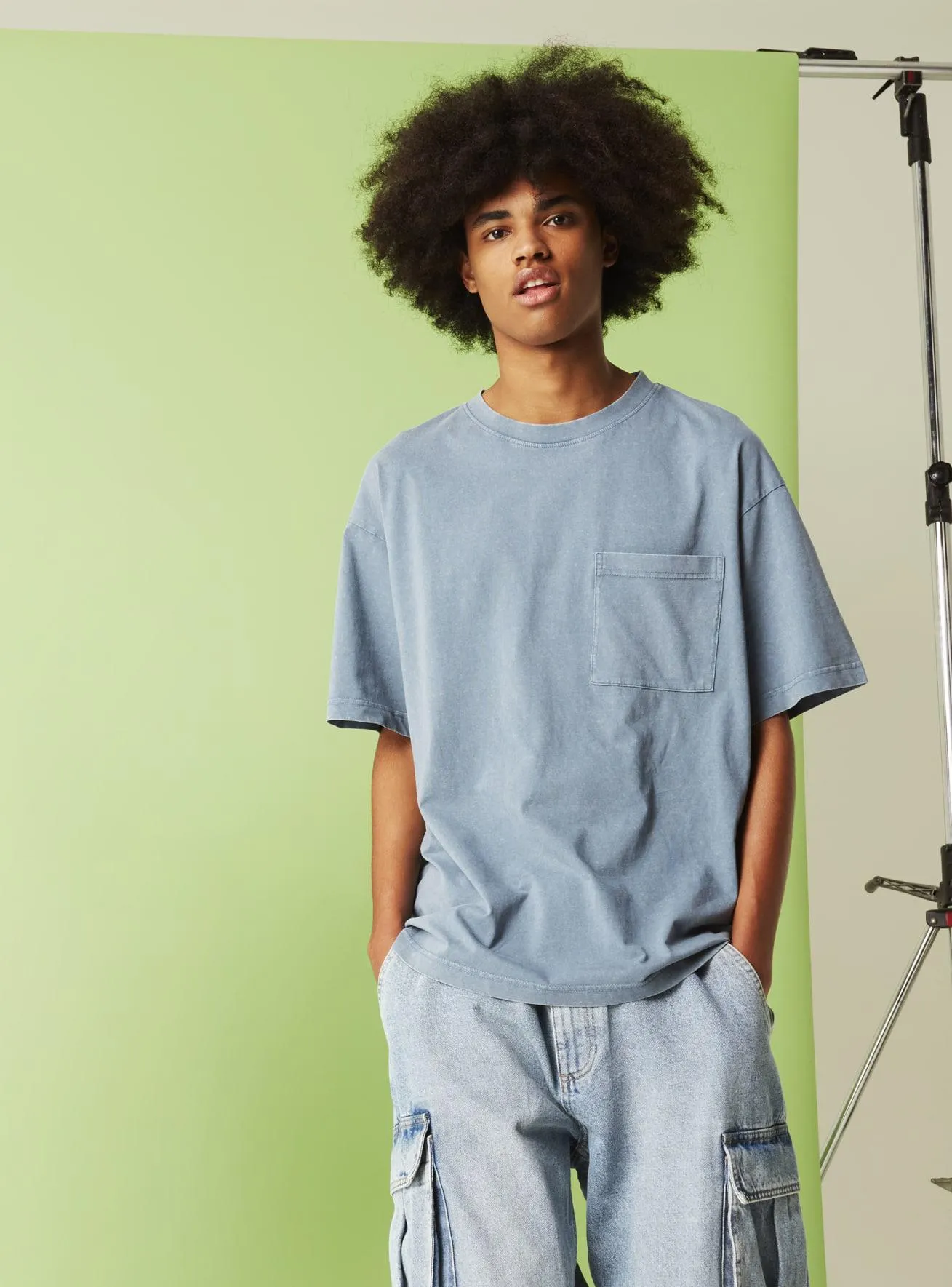 T-shirt loose fit con taschino Blu navy