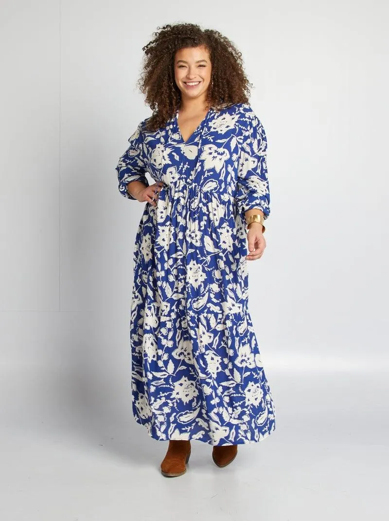 Vestito lungo con motivo - BLU