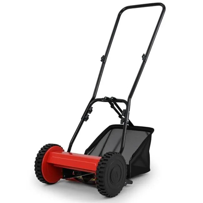 Tagliaerba a Spinta, Tosaerba Manuale con Larghezza di Taglio di 30 cm, Raccoglitore da 18,5 L & Altezza di Taglio Regolabile 15-40 mm, 2 Ruot