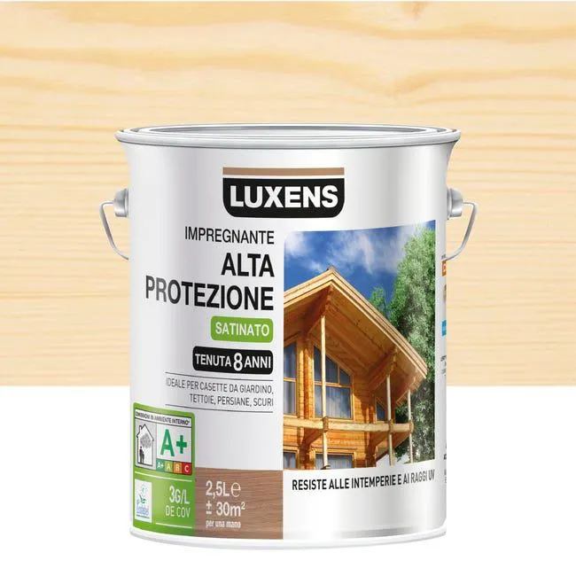 Impregnante per legno da esterno a base acqua LUXENS trasparente, 2.5 lt, 8 anni di protezione. Vedi i dettagli del prodotto
