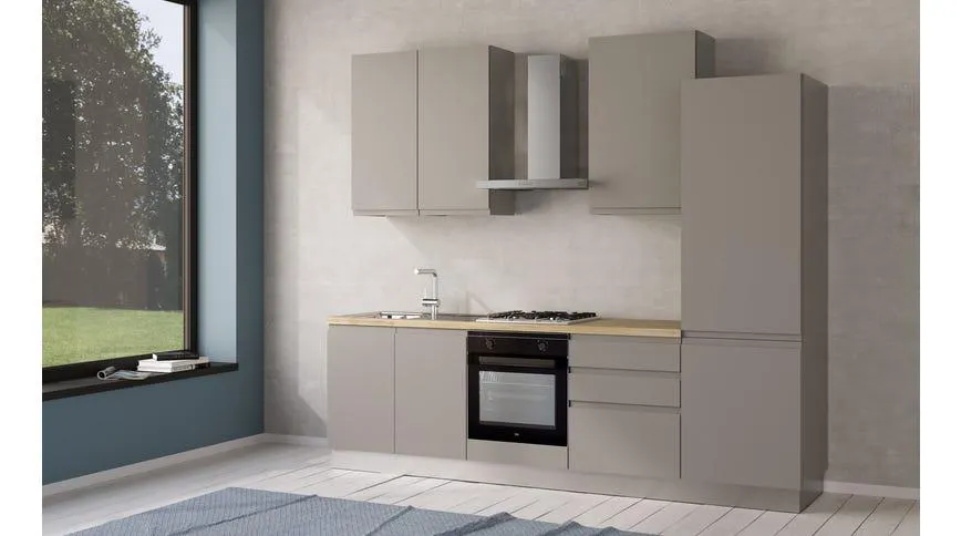 Iris cucina 270 cm colore grigio chiaro con frigo