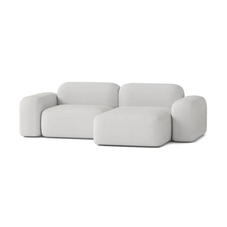 Divano componibile angolare a 3 posti in tessuto bianco