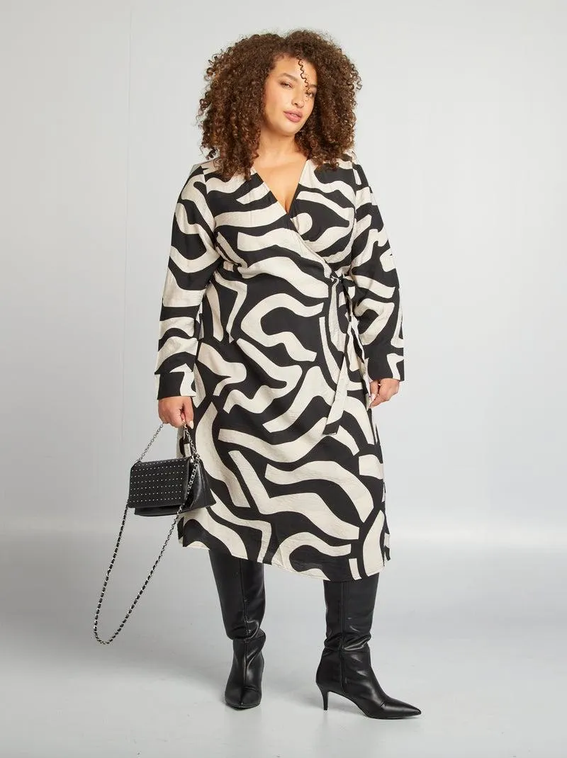 Vestito a portafoglio - Veromoda curve - NERO