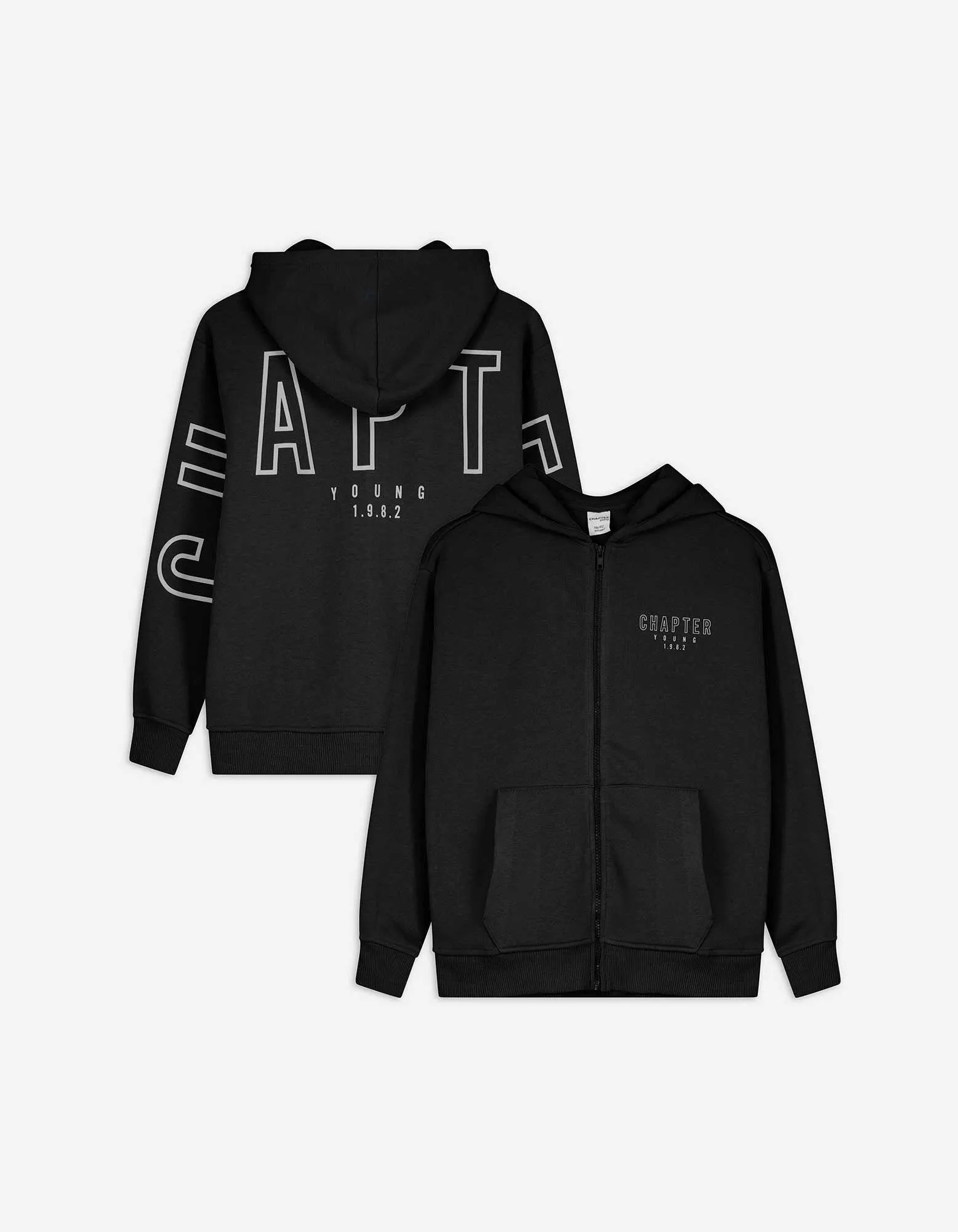 Felpa aperta - Oversized Fit - nero