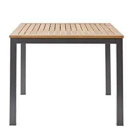 Tavolo oris naterial 4 posti quadrato alu. top legno eucalipto 89x89xh74.6