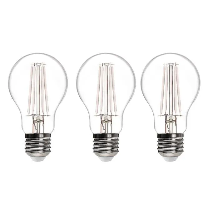 Set da 3 lampadine LED filamento, E27 goccia, opaco, 11W= 1521 LM (equiv 100 W), 360°, ON