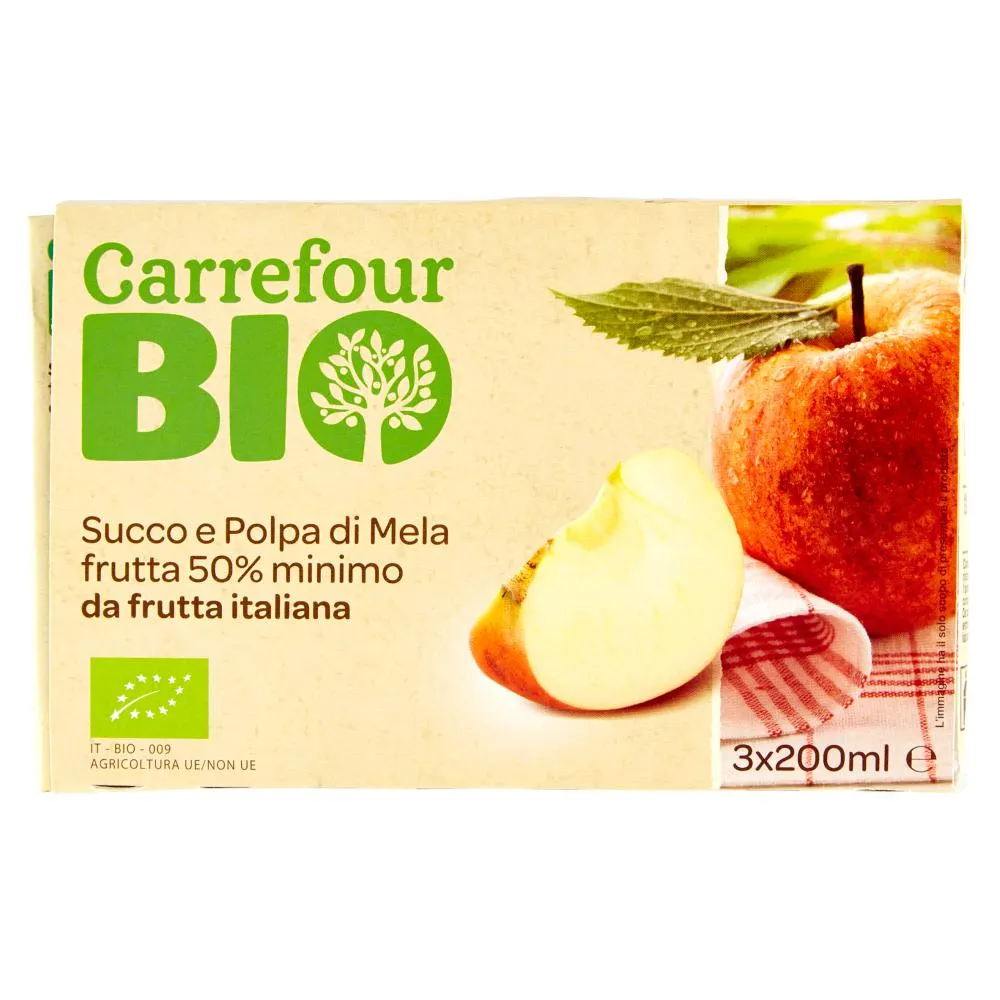 Carrefour Bio Succo e Polpa di Mela 3 x 200 ml