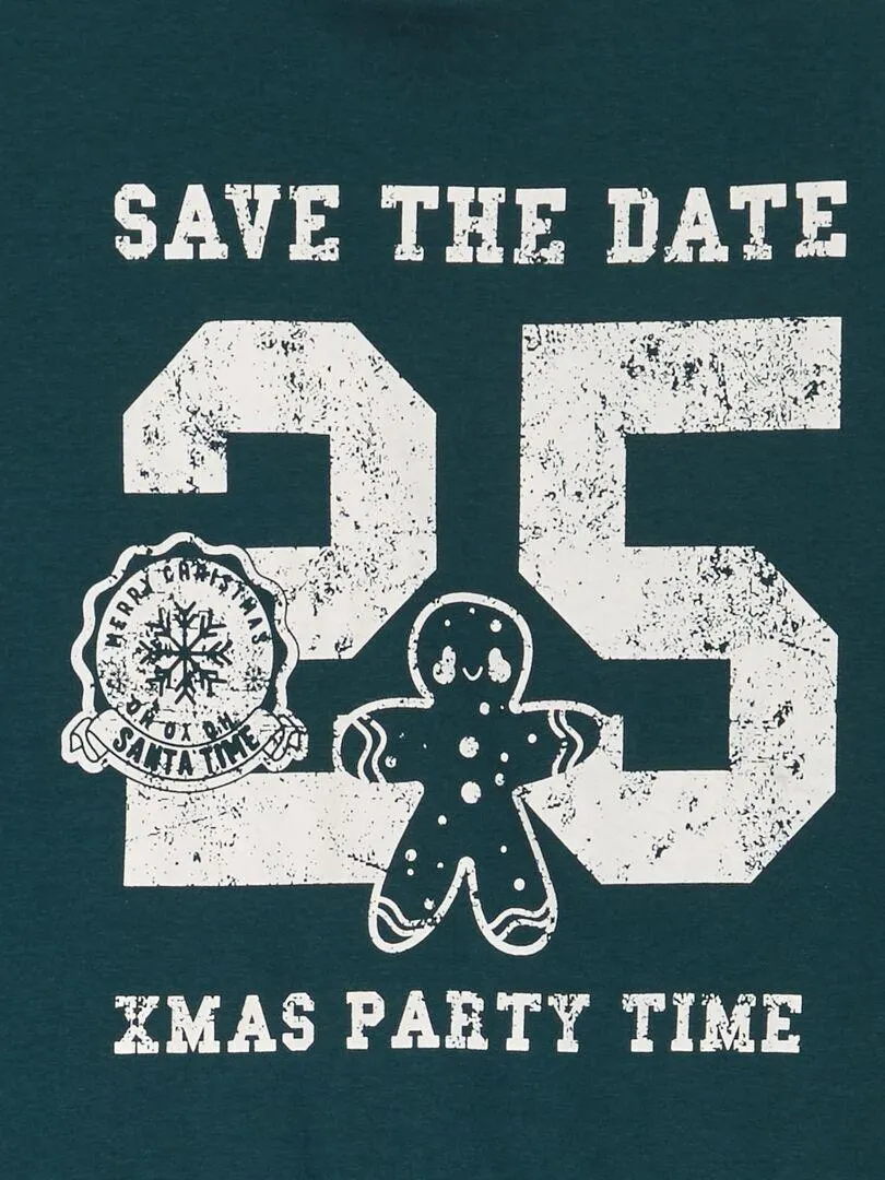 T-shirt a maniche corte con stampa 'Noël' - VERDE