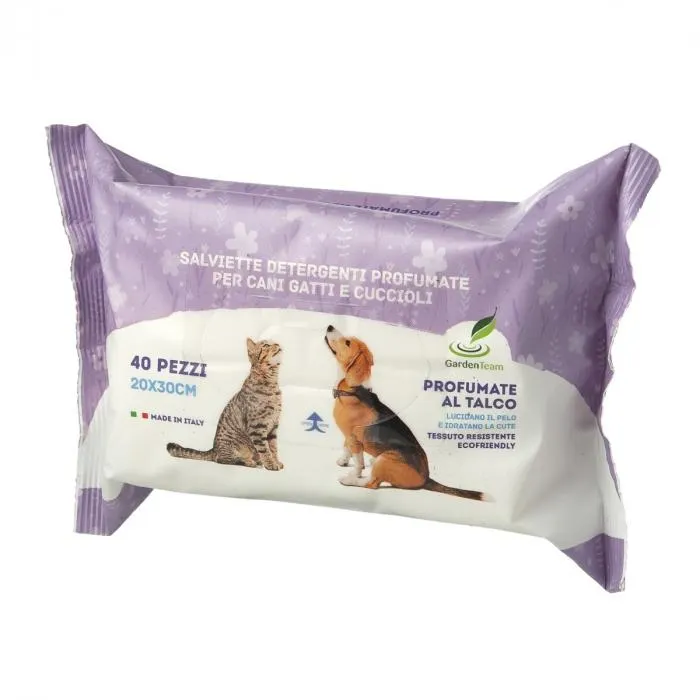 Salviettine detergenti per cani e gatti Talco