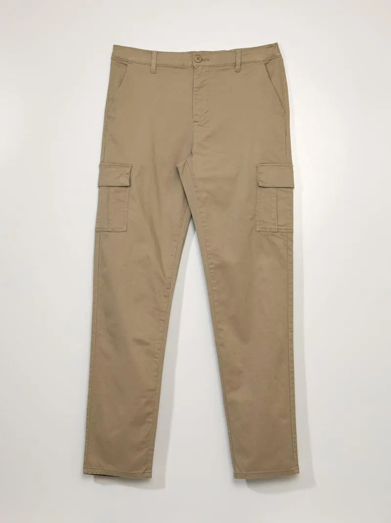 Pantaloni dritti con tasche sui lati +190 cm - L36 - BEIGE