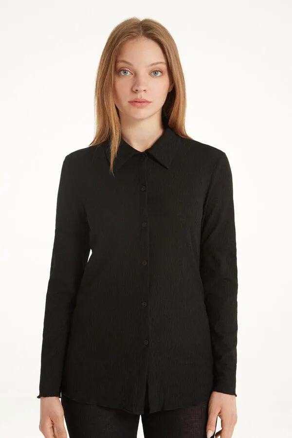 Camisa de Manga Larga de Crepé