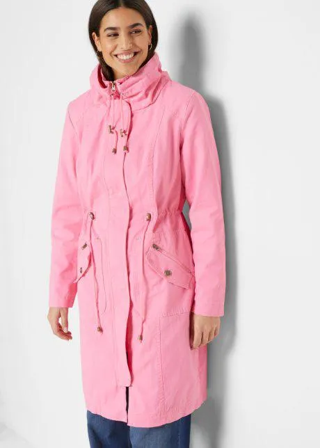 Parka sciancrato in cotone a collo alto