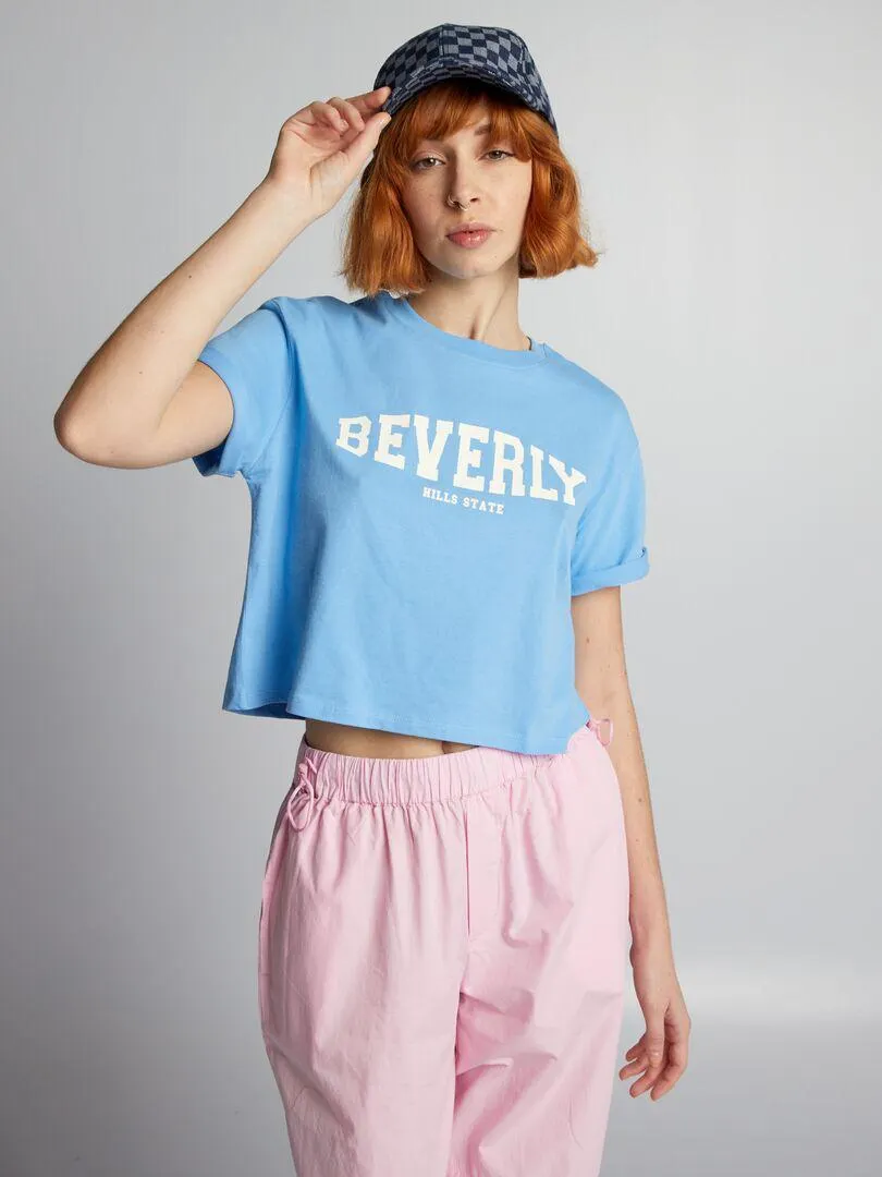 Crop-top in jersey - BLU