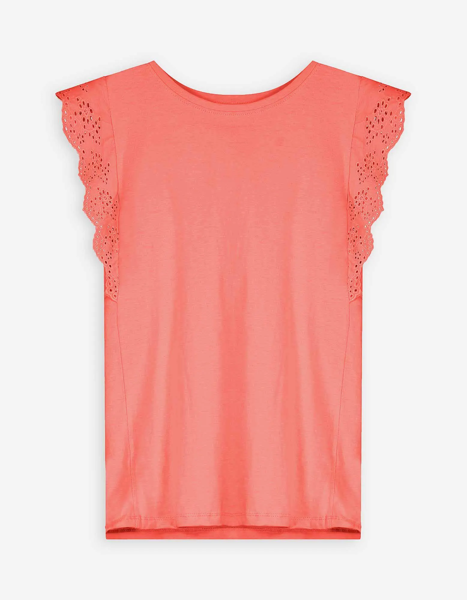 T-shirt - Pizzo traforato - rosso chiaro