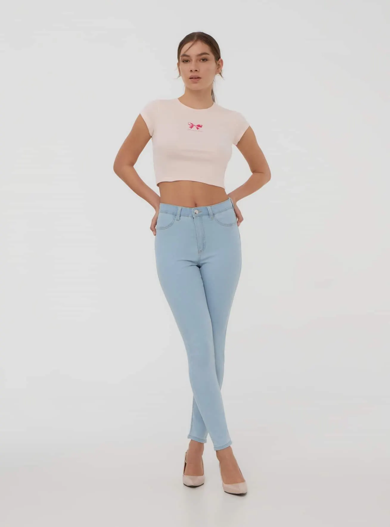 Jeggings chiari a vita alta Blu denim chiaro