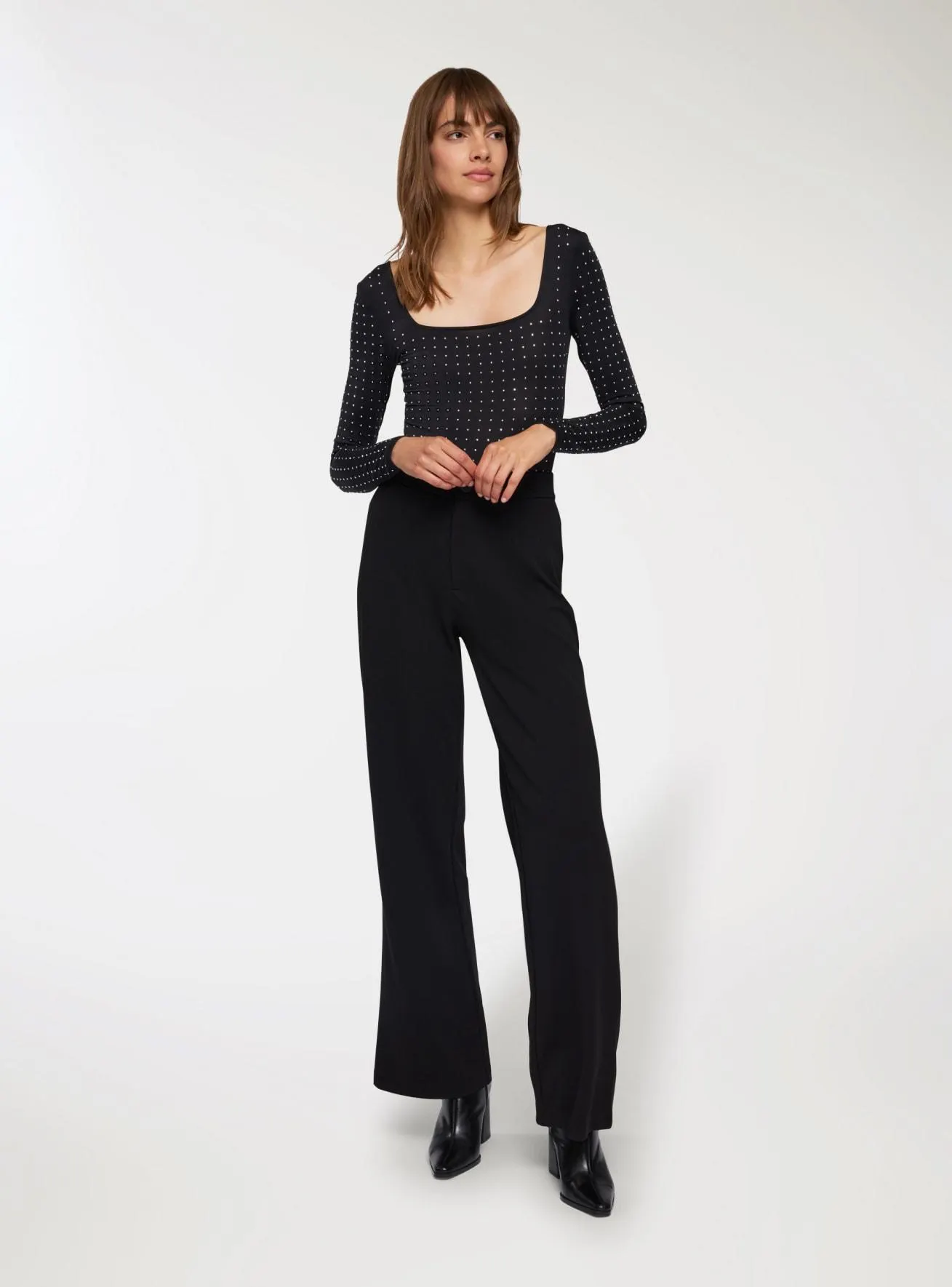 Pantaloni wide leg con vita elasticizzata Nero