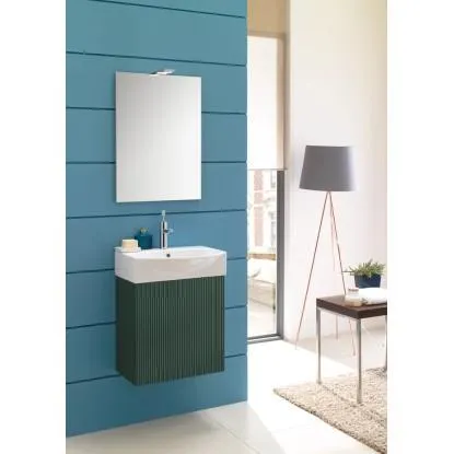 Mobile bagno assemblato con anta sospeso Mini 51x71x41 cm verde opaco laccato